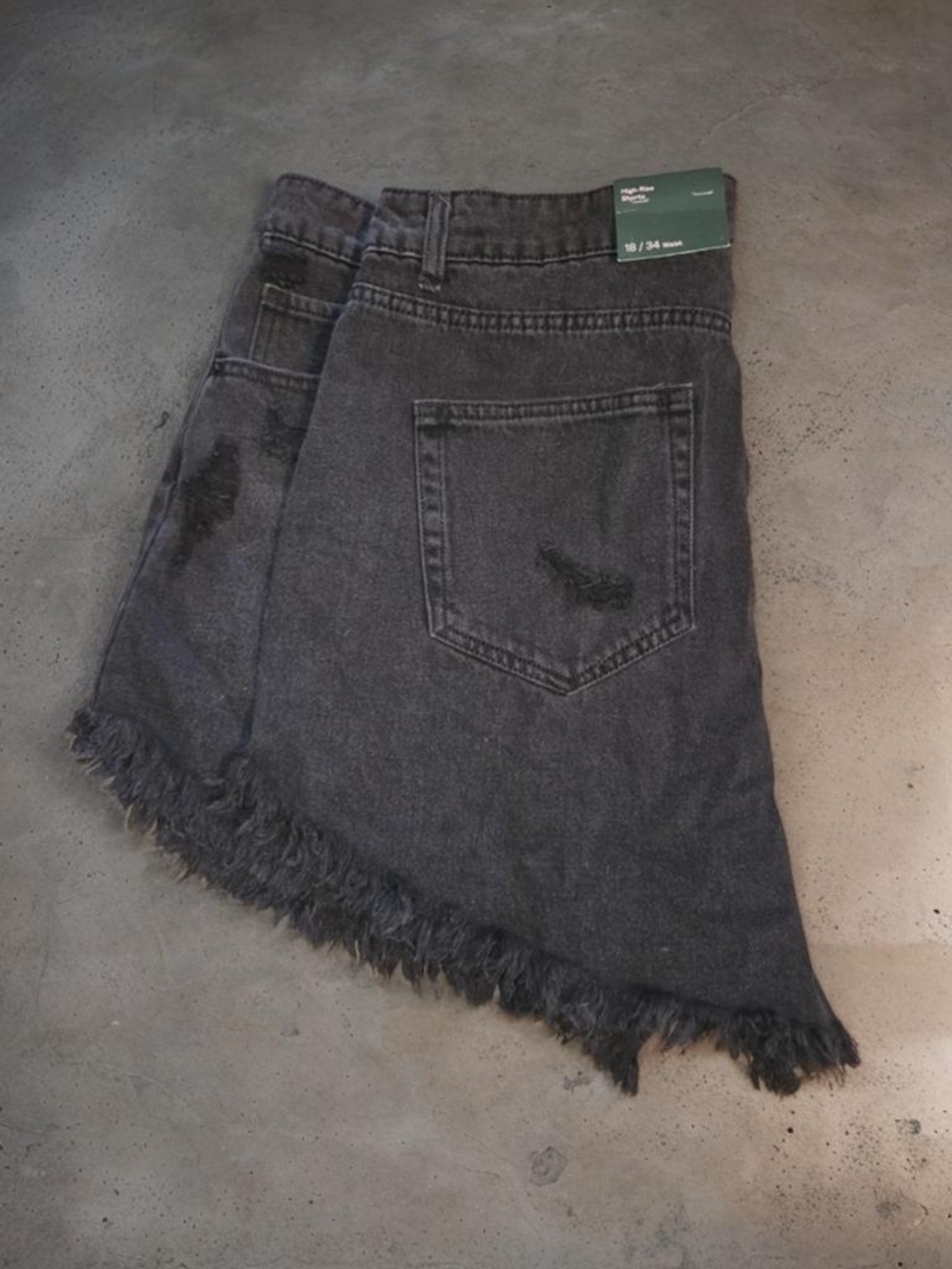 wild fable Black Distressed Denim Shorts with Frayed Hem